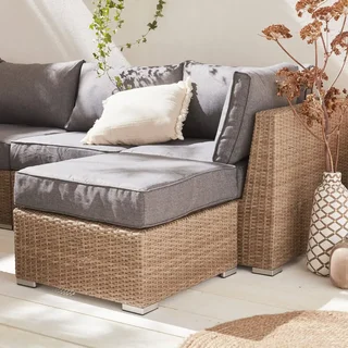 Set giardino 5 posti rattan sintetico rotondo design Vinci cuscini spessi