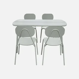 Salon de jardin aluminium 4 places table et chaises Avelia gris moderne extérieur