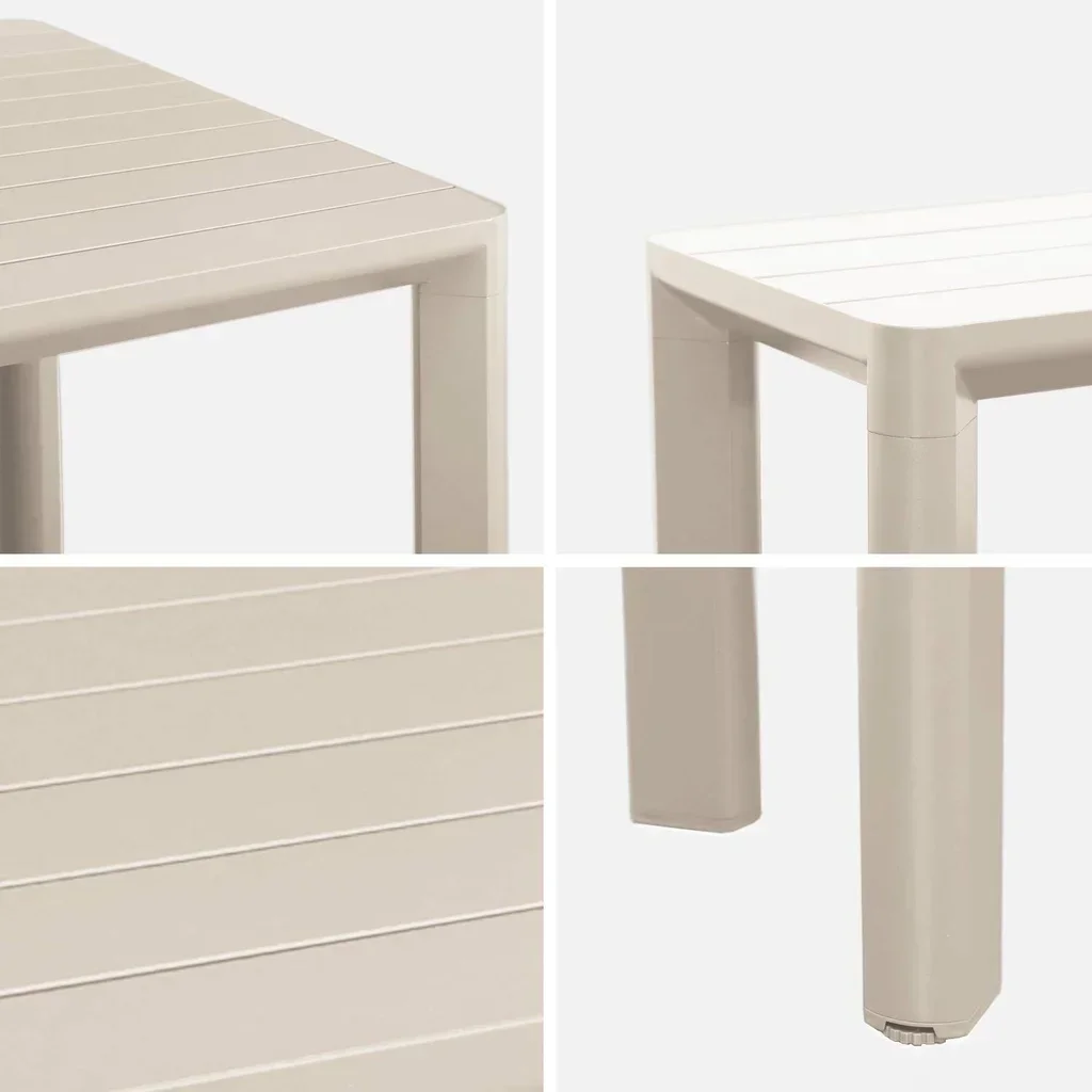 Salon de jardin aluminium 4 places : table, chaises et banc design