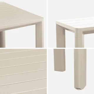 Salon de jardin aluminium 4 places : table, chaises et banc design