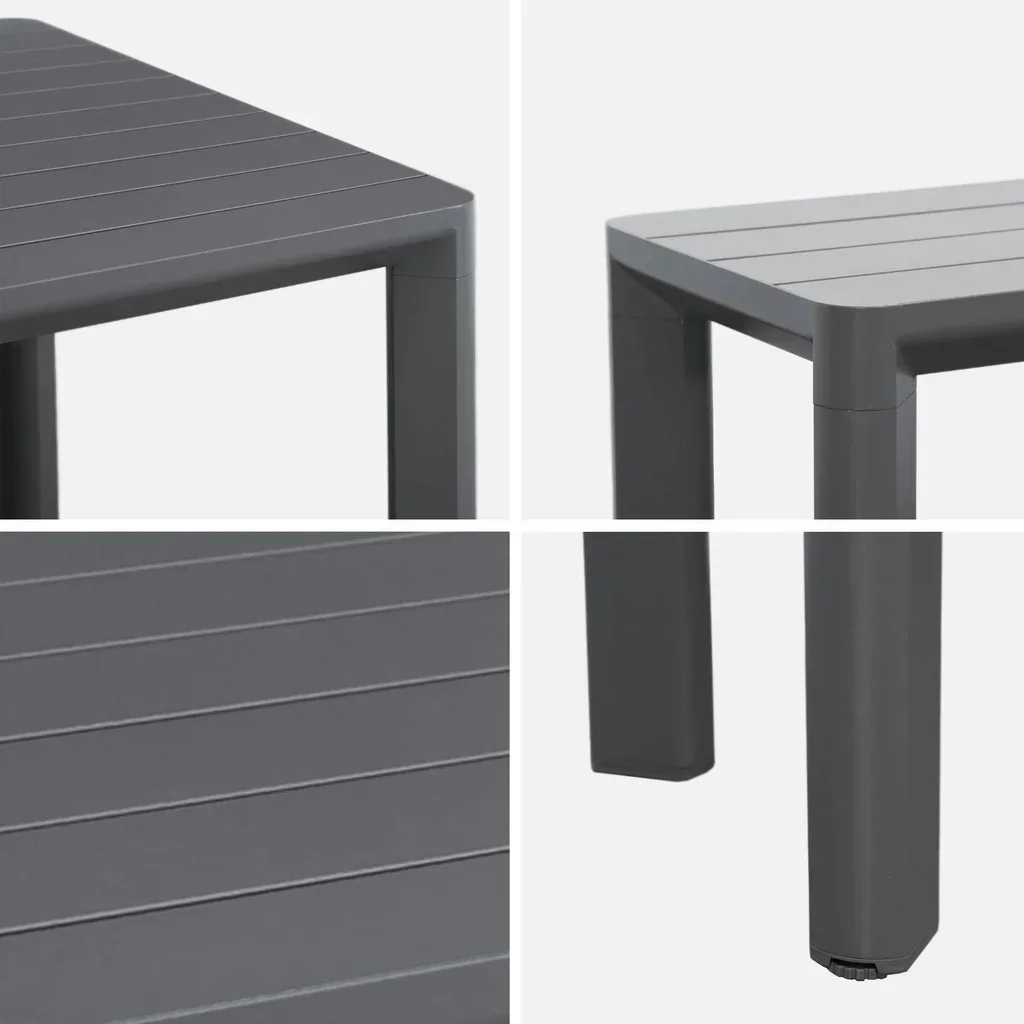 Salon de jardin aluminium 4 places table chaises banc extérieur design