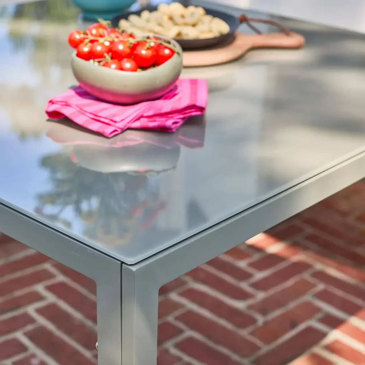 Conjunto de Jardim em Alumínio 9 Lugares com Mesa de Vidro - Convivio