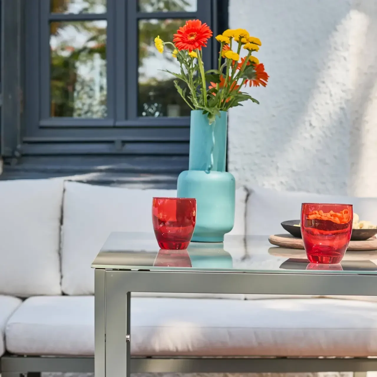 Conjunto de Jardim em Alumínio 9 Lugares com Mesa de Vidro - Convivio