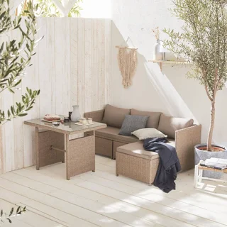 6-Seater Wicker Resin Garden Set with Modular Table