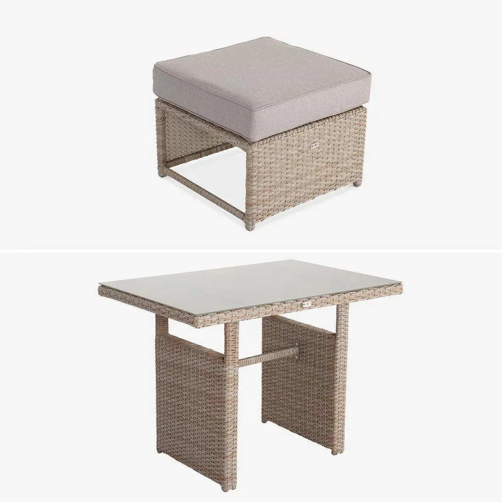 6-Seater Wicker Resin Garden Set with Modular Table