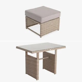6-Seater Wicker Resin Garden Set with Modular Table