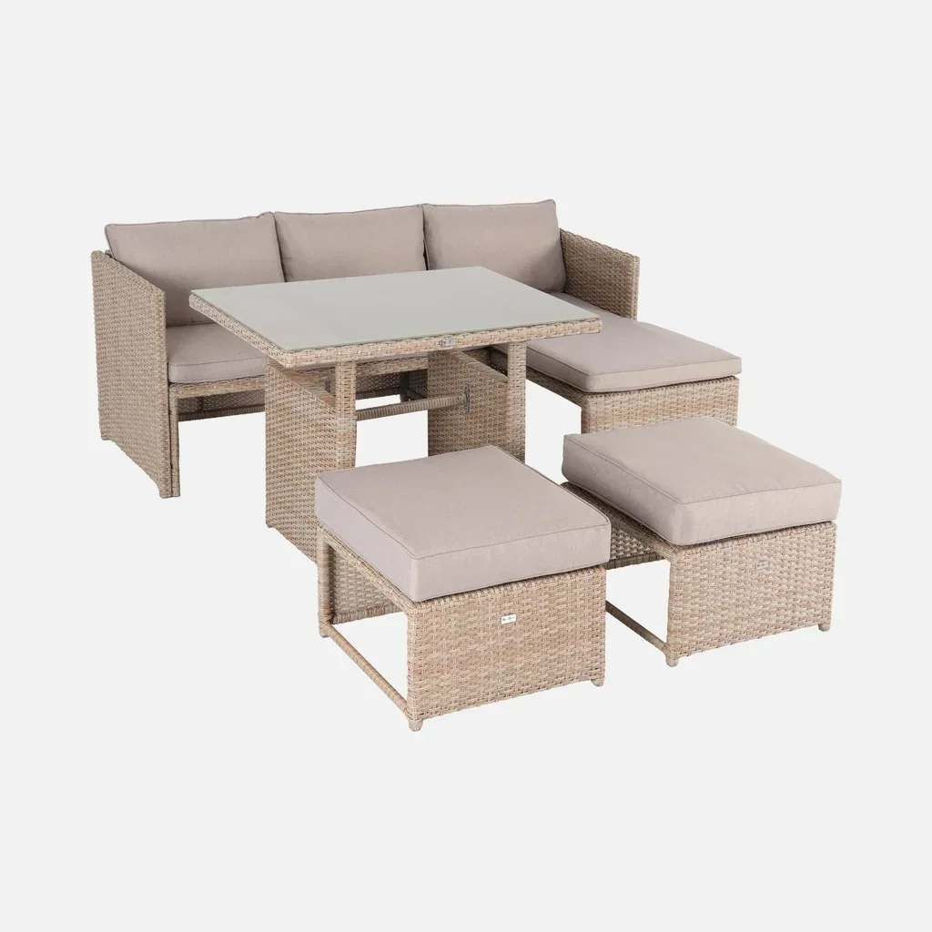 6-Seater Wicker Resin Garden Set with Modular Table