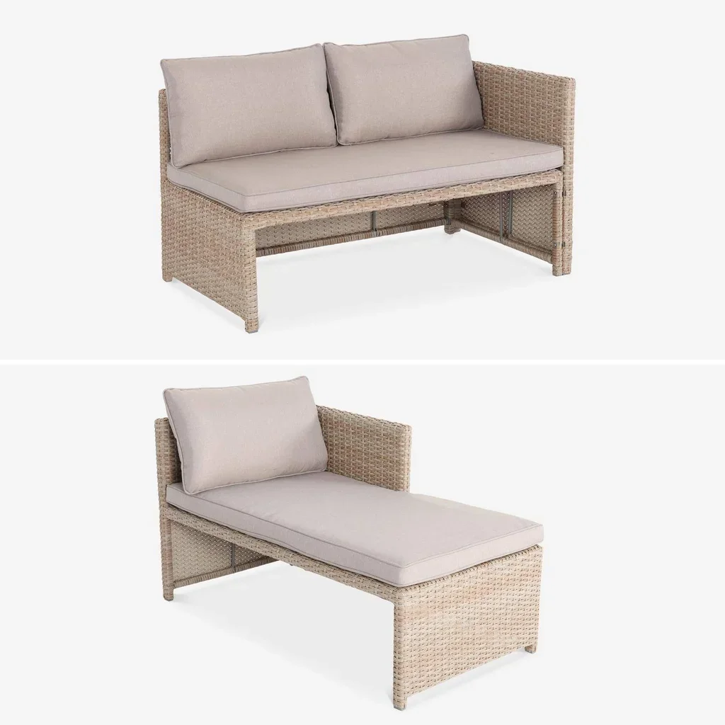 6-Seater Wicker Resin Garden Set with Modular Table