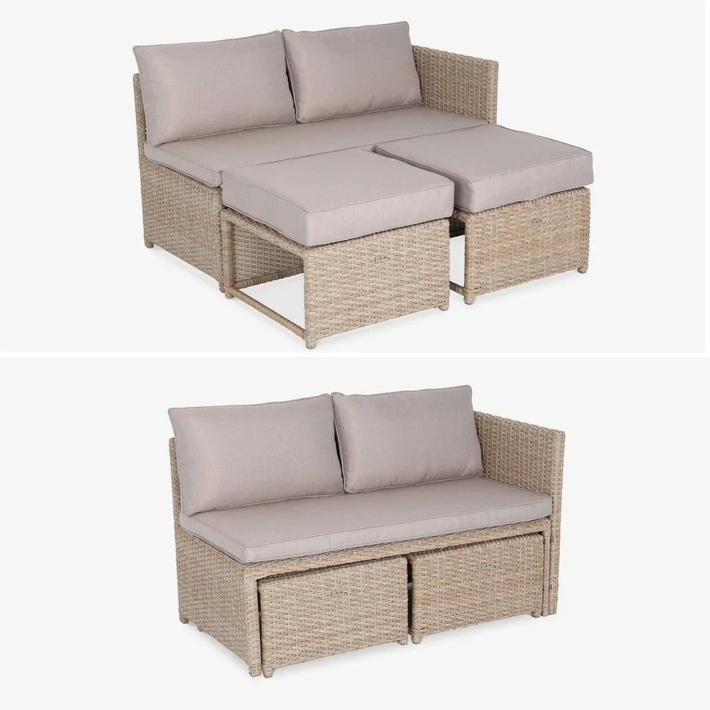 6-Seater Wicker Resin Garden Set with Modular Table