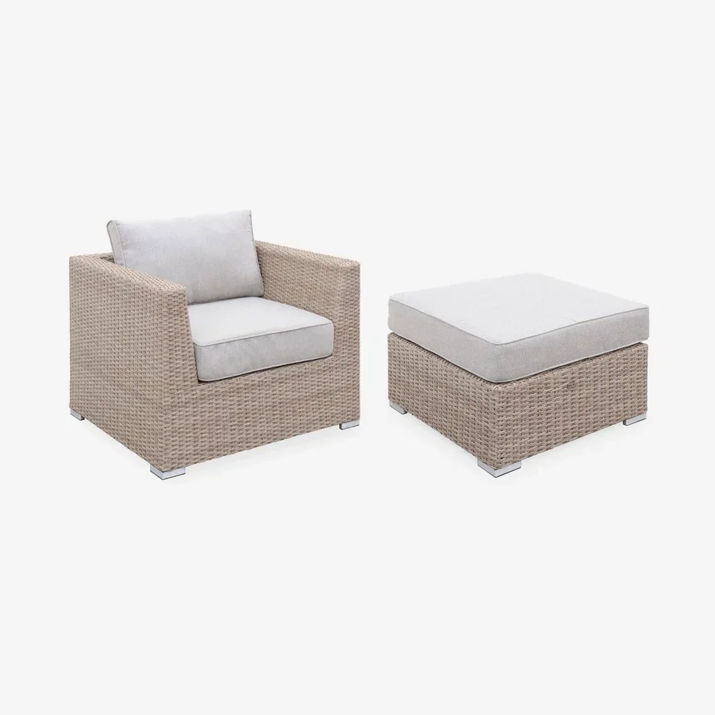 Set giardino rattan sintetico rotondo 12 posti Verona grigio
