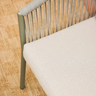 Salon jardin 4 places acier cordage beige kaki design contemporain