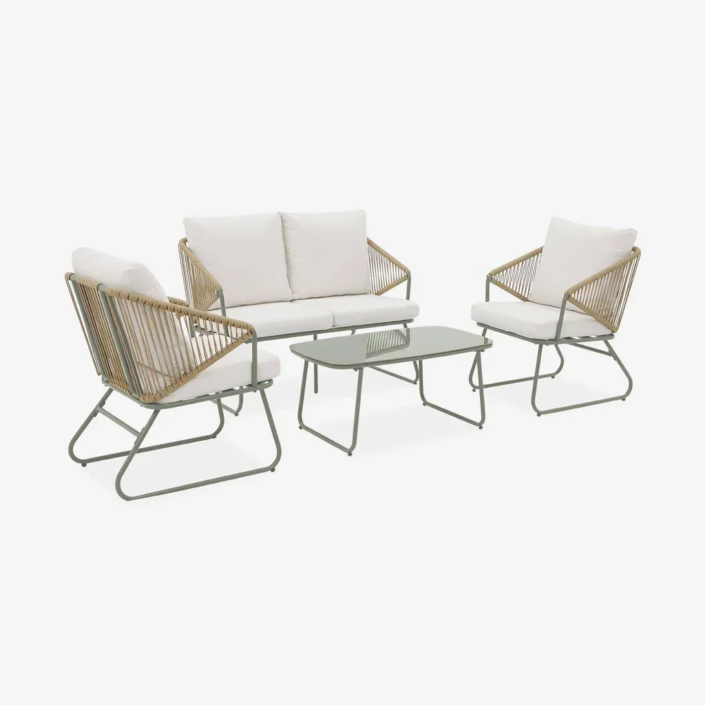 Salon de jardin 4 places acier et cordage Modena design contemporain