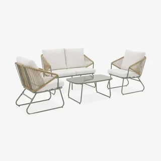 Salon de jardin 4 places acier et cordage Modena design contemporain