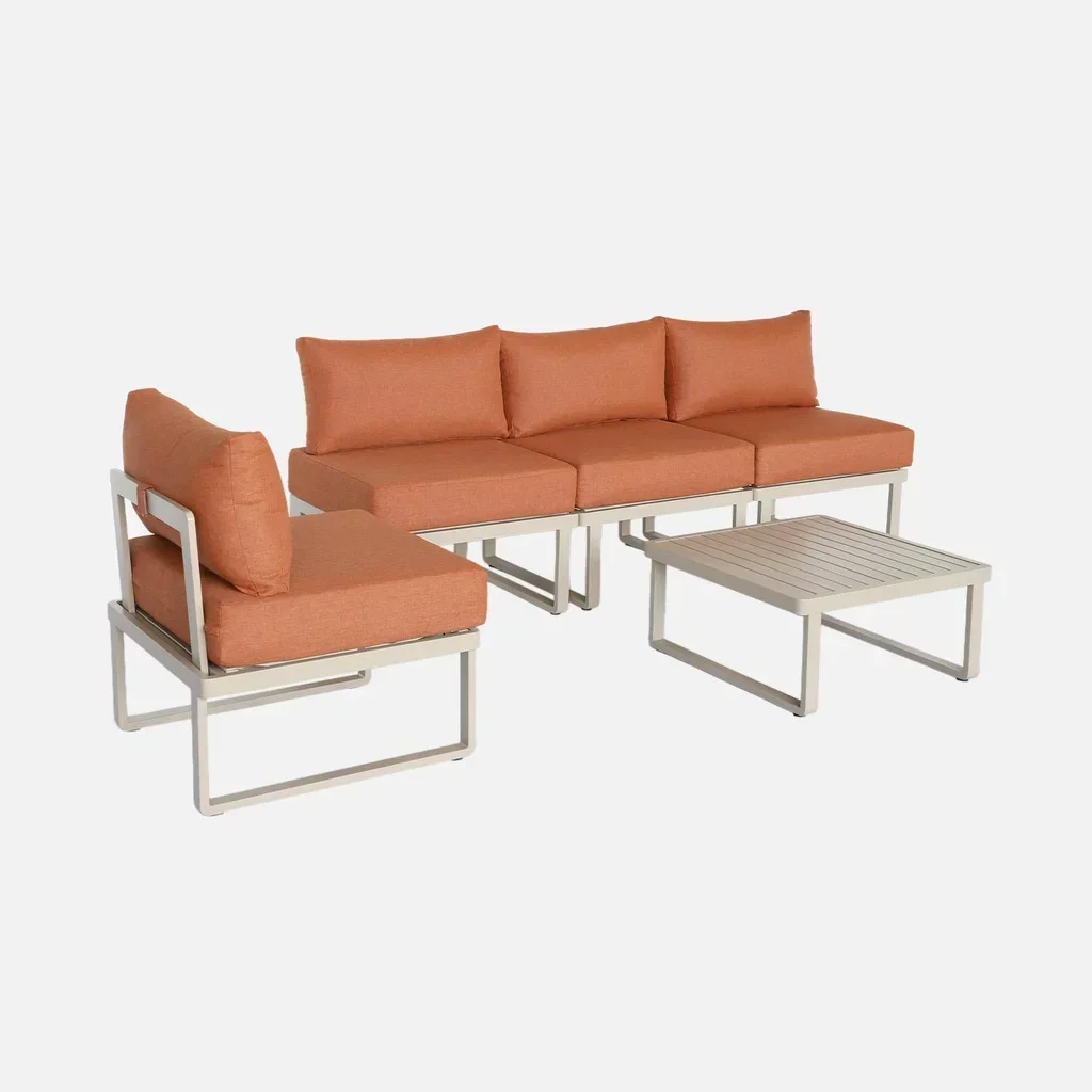 Salon de jardin 4 places aluminium modulable inclinable Clea