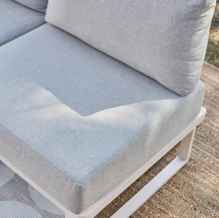 Salon de jardin 4 places aluminium modulable Clea avec coussins oléfine