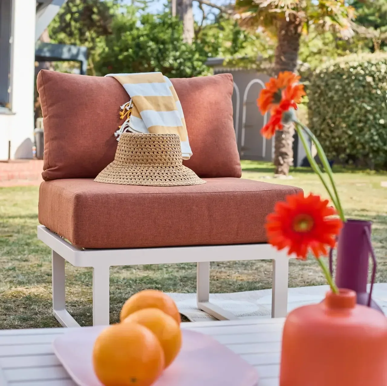 Salon de jardin 4 places aluminium modulable inclinable Clea