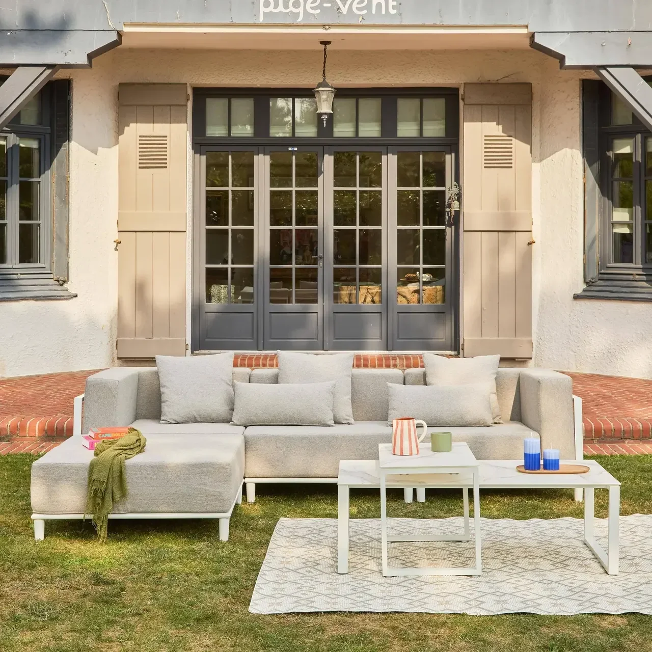 Conjunto de Jardim Modular em Alumínio 4 Lugares com Almofadas Removíveis