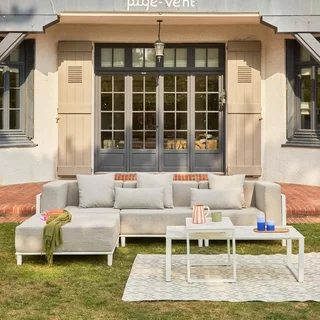 Conjunto de Jardim Modular em Alumínio 4 Lugares com Almofadas Removíveis