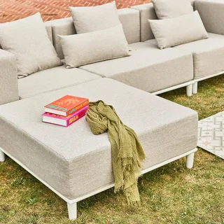 Conjunto de Jardim Modular em Alumínio 4 Lugares com Almofadas Removíveis