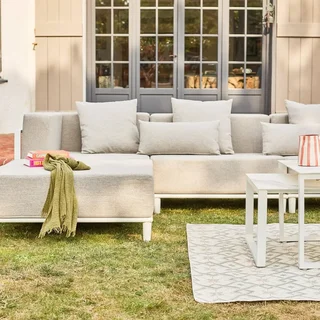 Conjunto de Jardim Modular em Alumínio 4 Lugares com Almofadas Removíveis