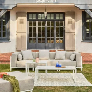 Conjunto de Jardim Modular em Alumínio 4 Lugares com Almofadas Removíveis