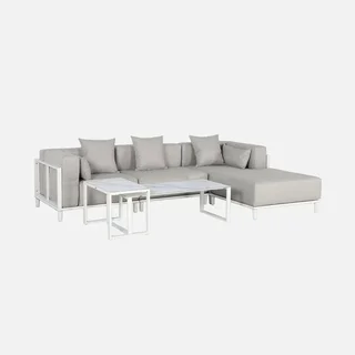 Conjunto de Jardim Modular em Alumínio 4 Lugares com Almofadas Removíveis