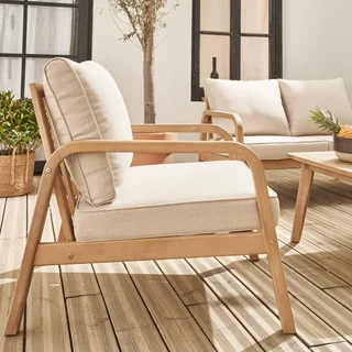 Salon de jardin Carnota 4 places bois acacia FSC avec coussins moelleux