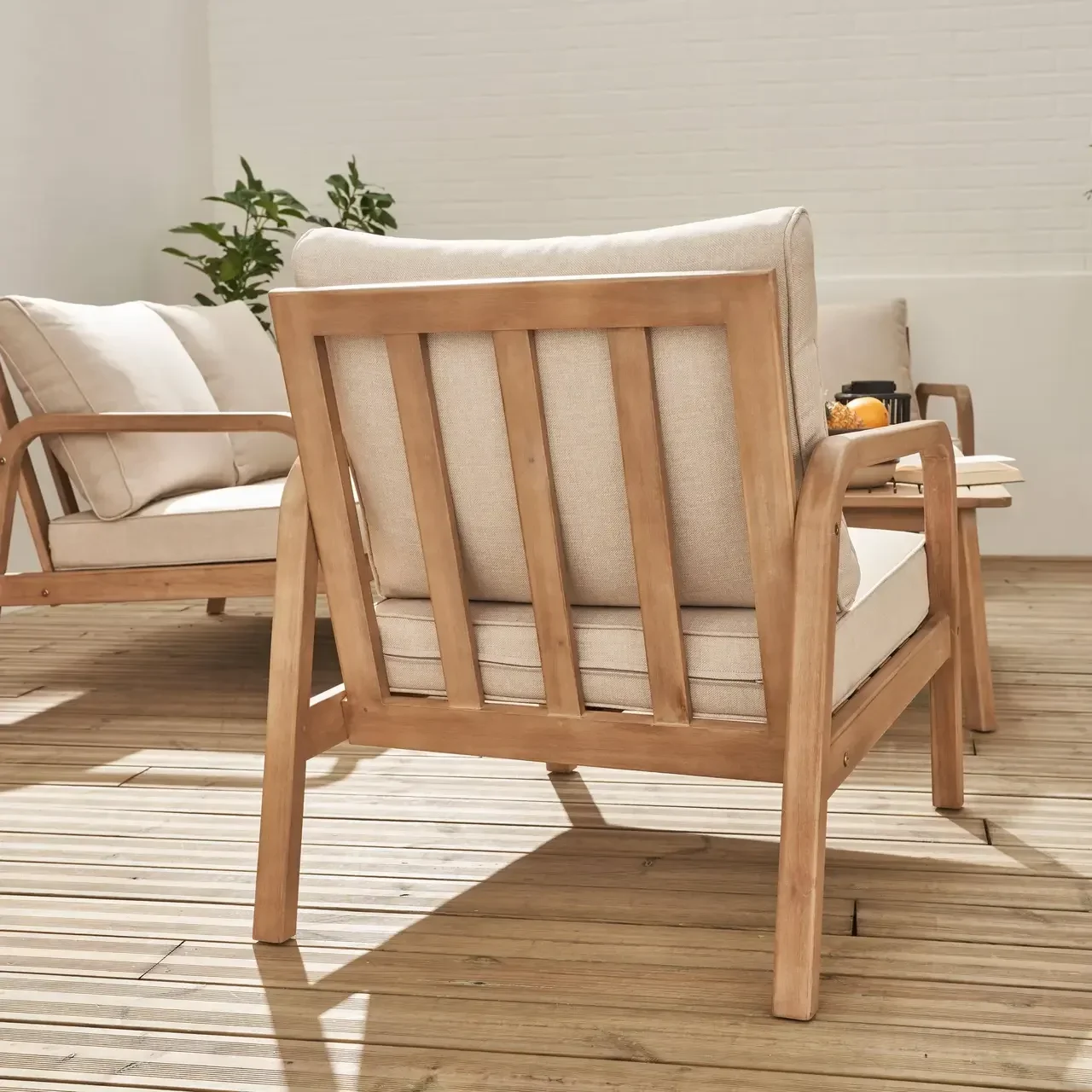 Salon de jardin Carnota 4 places bois acacia FSC avec coussins moelleux