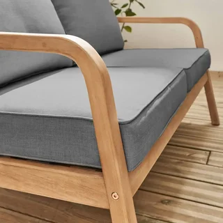 Salon jardin bois acacia 4 places Carnota avec coussins moelleux déhoussables
