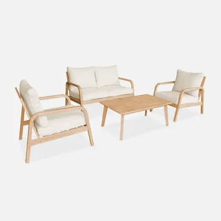 Salon de jardin Carnota 4 places bois acacia FSC avec coussins moelleux