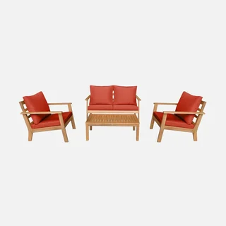 Conjunto jardim madeira acácia FSC 4 lugares Owana - Sofá cadeiras mesa
