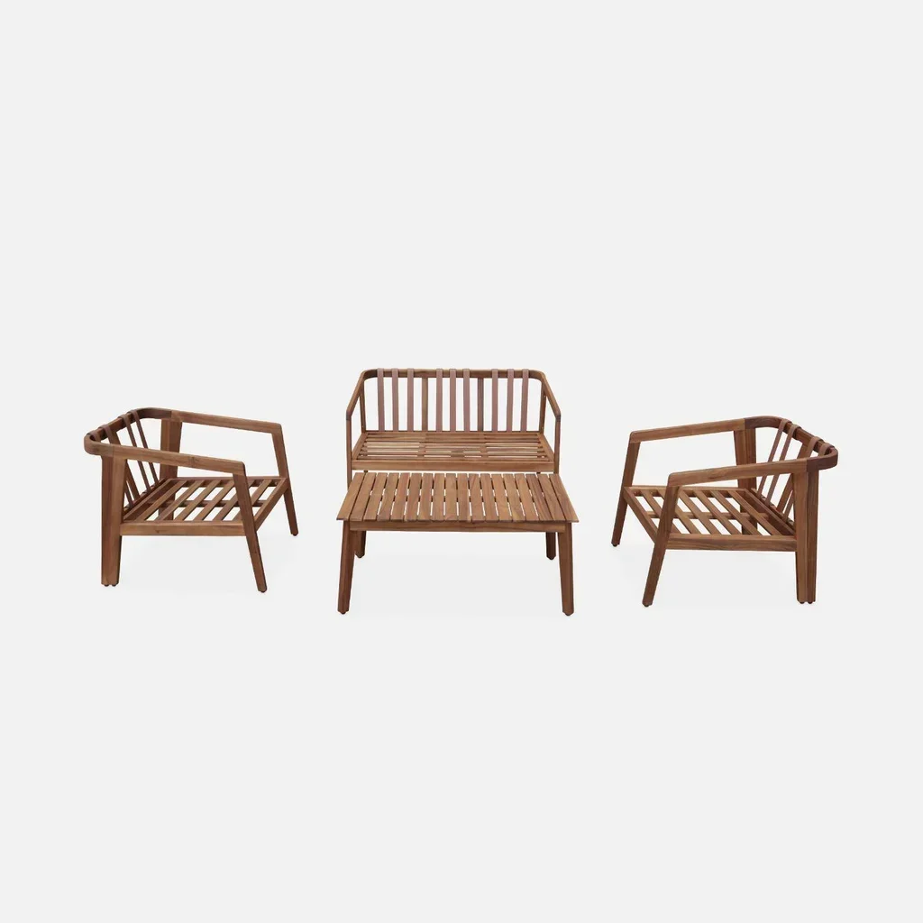 Conjunto Jardín Madera Acacia 4 Plazas Certificado FSC Loberia