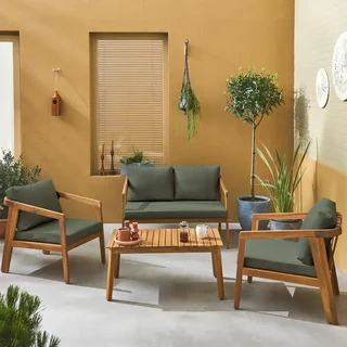 Conjunto Jardín Madera Acacia 4 Plazas Certificado FSC Loberia