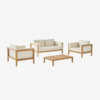 Conjunto de jardín 4 plazas madera acacia FSC con cojines gruesos