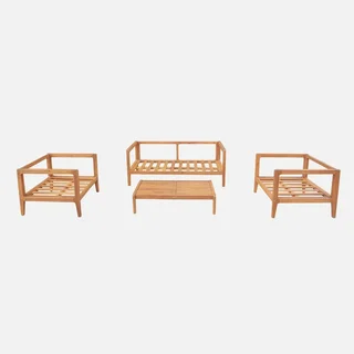 Conjunto de jardín 4 plazas madera acacia FSC con cojines gruesos