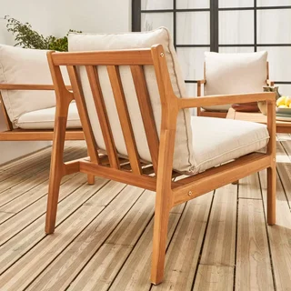 Salon jardin 4 places bois acacia FSC coussins déhoussables Nalda