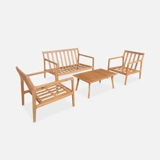 Salon jardin 4 places bois acacia FSC coussins déhoussables Nalda