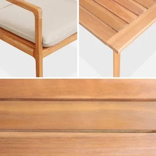 Salon jardin 4 places bois acacia FSC coussins déhoussables Nalda