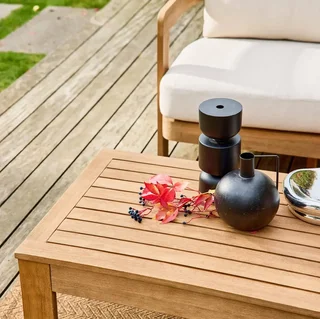 Set da giardino 4 posti in legno di acacia FSC Miyana con cuscini in olefina
