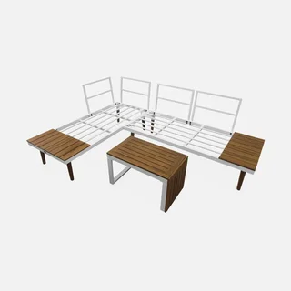 Set giardino modulare 4 posti alluminio acacia design scandinavo arredo esterno