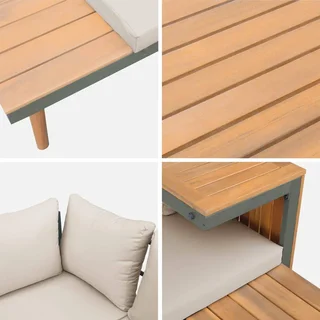 Set Giardino Modulare 4 Posti Design Scandinavo Alluminio Acacia