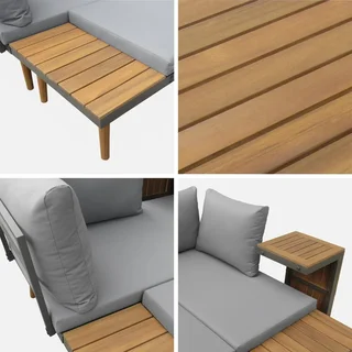 Set Giardino Modulare 4 Posti Alluminio Legno Acacia Design Scandinavo Arredo Esterno Terrazzo