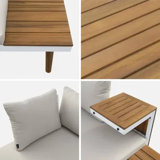 Set giardino modulare 4 posti alluminio acacia design scandinavo arredo esterno