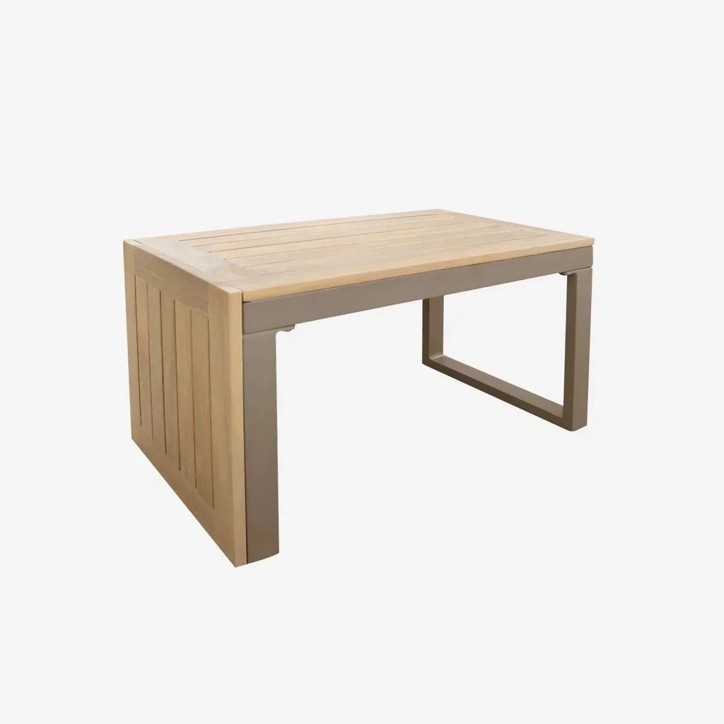 Set da Giardino 4 Posti Alluminio e Acacia Modulare Stile Scandinavo Arredo Esterno