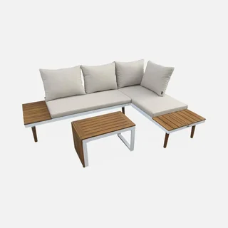 Set giardino modulare 4 posti alluminio acacia design scandinavo arredo esterno