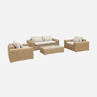 Conjunto jardim Gubbio 4 lugares XXL resina alumínio bege terraço exterior