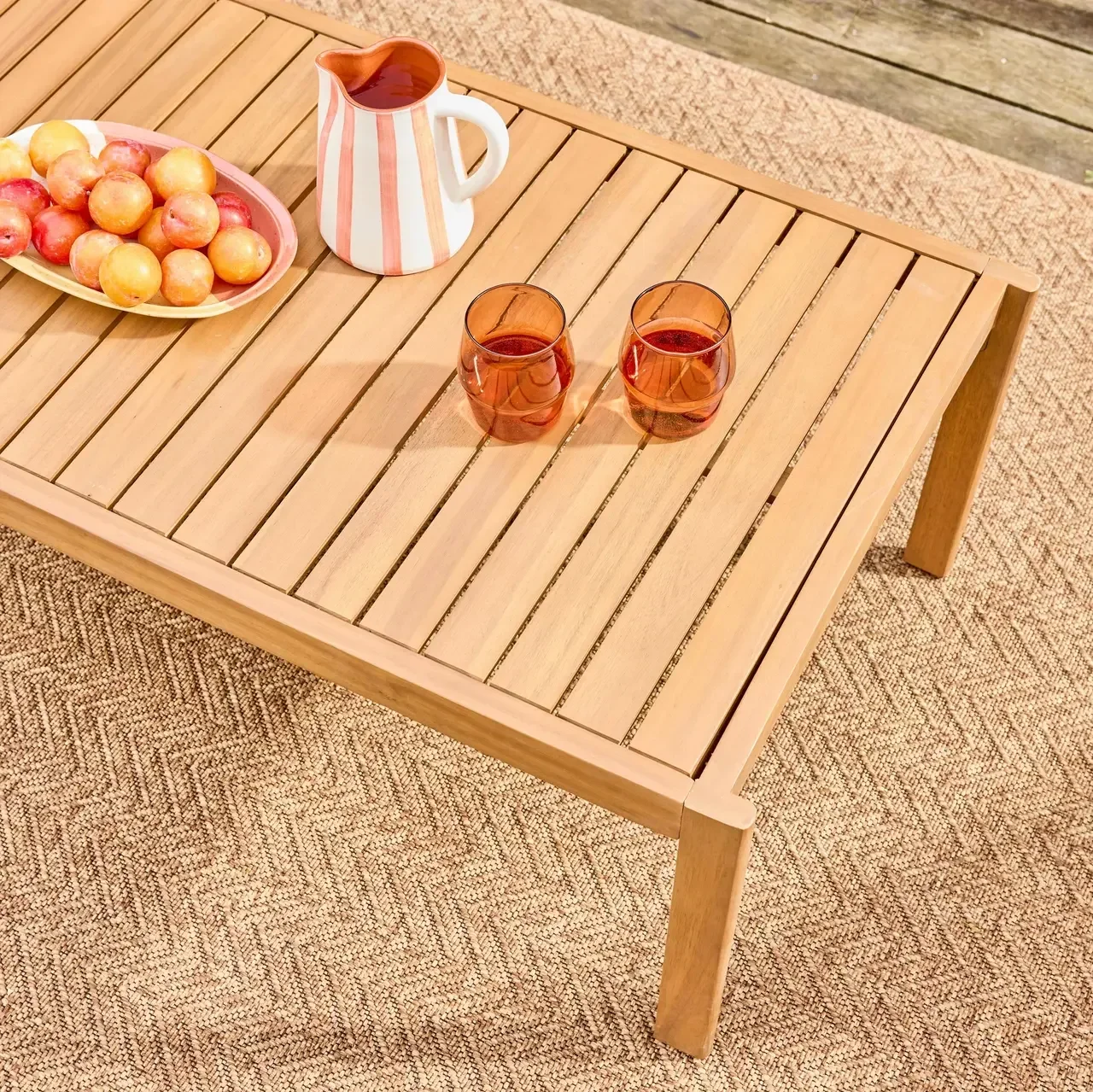 Set giardino 5 posti legno acacia corde intrecciate Elomi terrazzo
