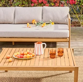 Set giardino 5 posti legno acacia corde intrecciate Elomi terrazzo