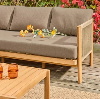 Salotto Giardino 5 Posti Legno Acacia Corde Intrecciate Elomi