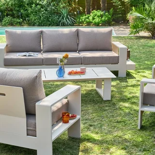Set da Giardino Alluminio 5 Posti Alore - Divano Poltrone Tavolino